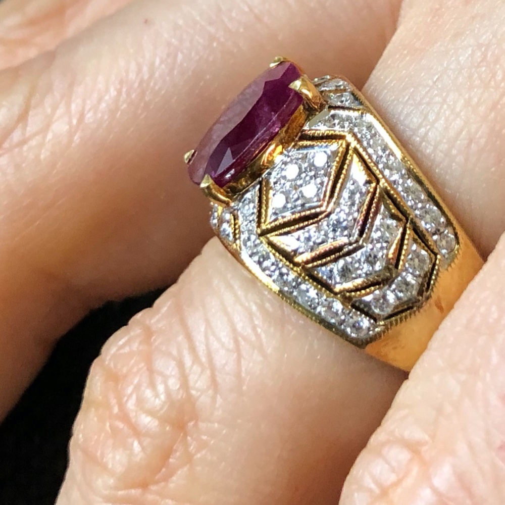 Ruby Ring With Encrusted Diamonds - image 7